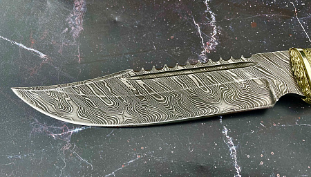 нож" Алтай" сталь дамаск; рукоять стабилизированная кар. береза, авторское литьё