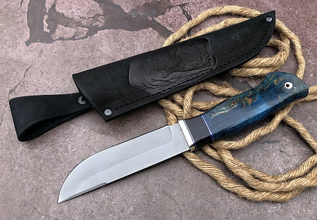 Нож "Медведь": сталь - Bohler s390; рукоять - карельская береза- черный граб - мельхиор