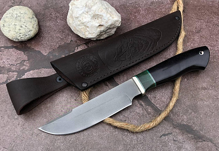 Нож "Секач": сталь - Bohler s390; рукоять - черный граб - карельская береза - мельхиор