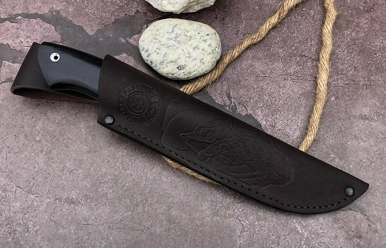 Нож "Секач": сталь - Bohler s390; рукоять - черный граб - карельская береза - мельхиор