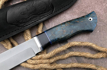 Нож "Медведь": сталь - Bohler s390; рукоять - карельская береза- черный граб - мельхиор