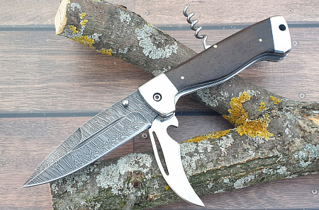 Складной нож "Походный": сталь - дамасская; рукоять - венге