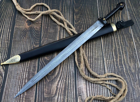 Кинжал Кавказских Казачьих войск (ККВ)  : сталь дамаск; рукоять и ножны черный граб