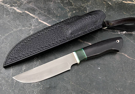 Нож "Секач": сталь - Bohler s390; рукоять - черный граб - карельская береза - нейзильбер - формовочные ножны
